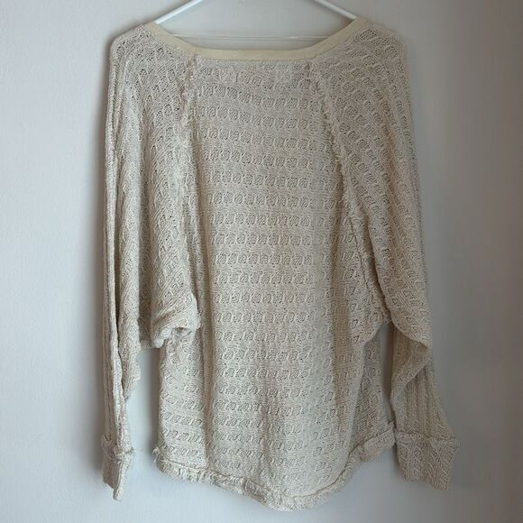 We the Free Free People open knit raw hem light weight cream sweater size medium - Picture 8 of 8